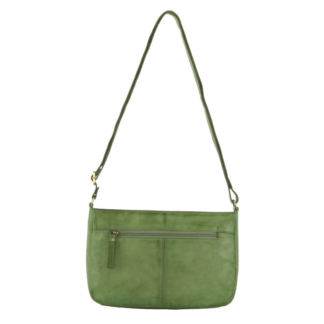 Pierre Cardin Leather Stitch-design Cross-body Bag Green | 978263-GUJ