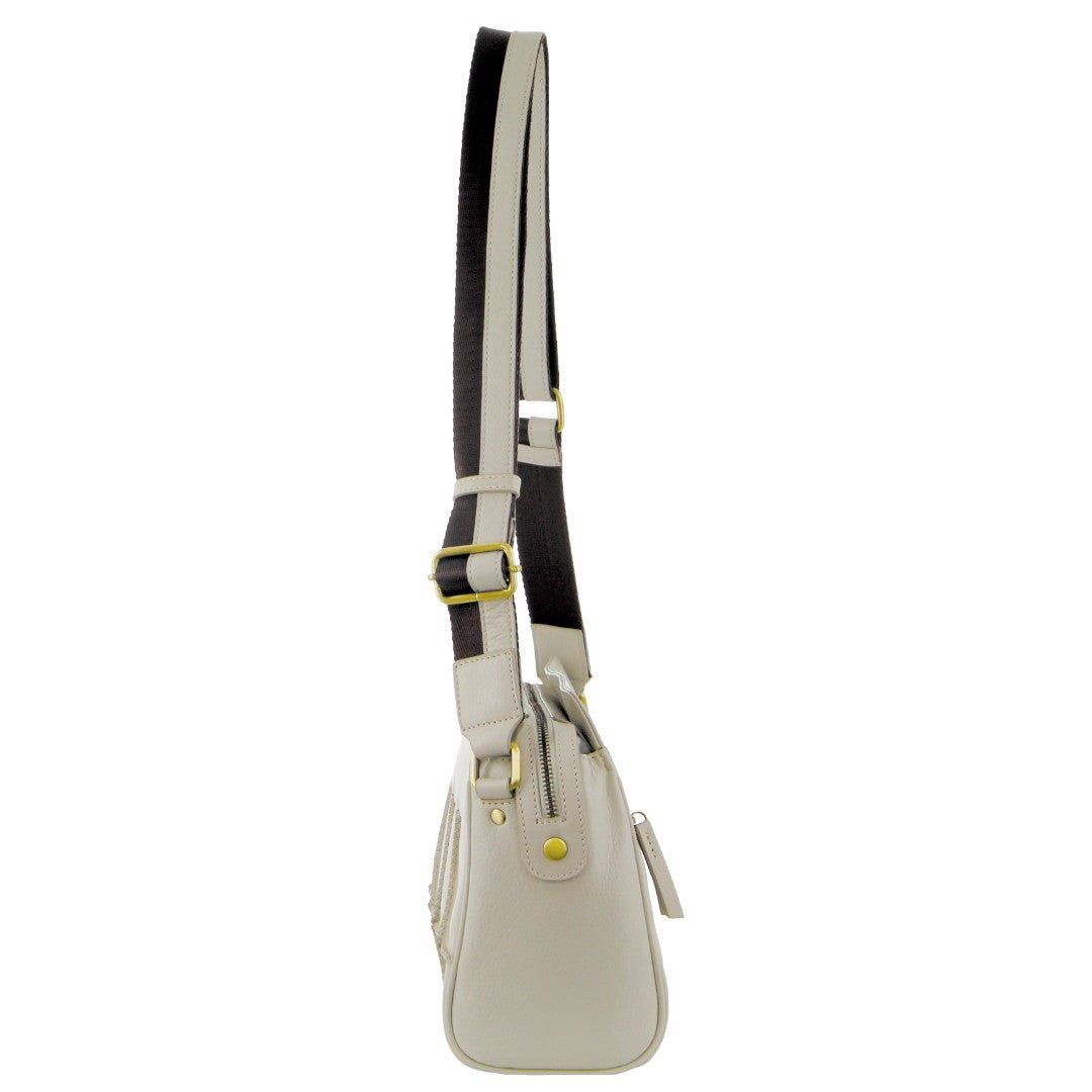 Pierre Cardin Leather Stitch-design Cross-body Bag Beige | 136895-TDQ