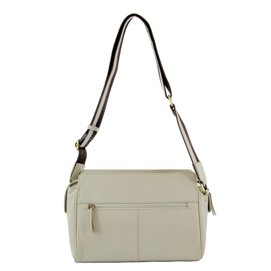 Pierre Cardin Leather Stitch-design Cross-body Bag Beige | 136895-TDQ