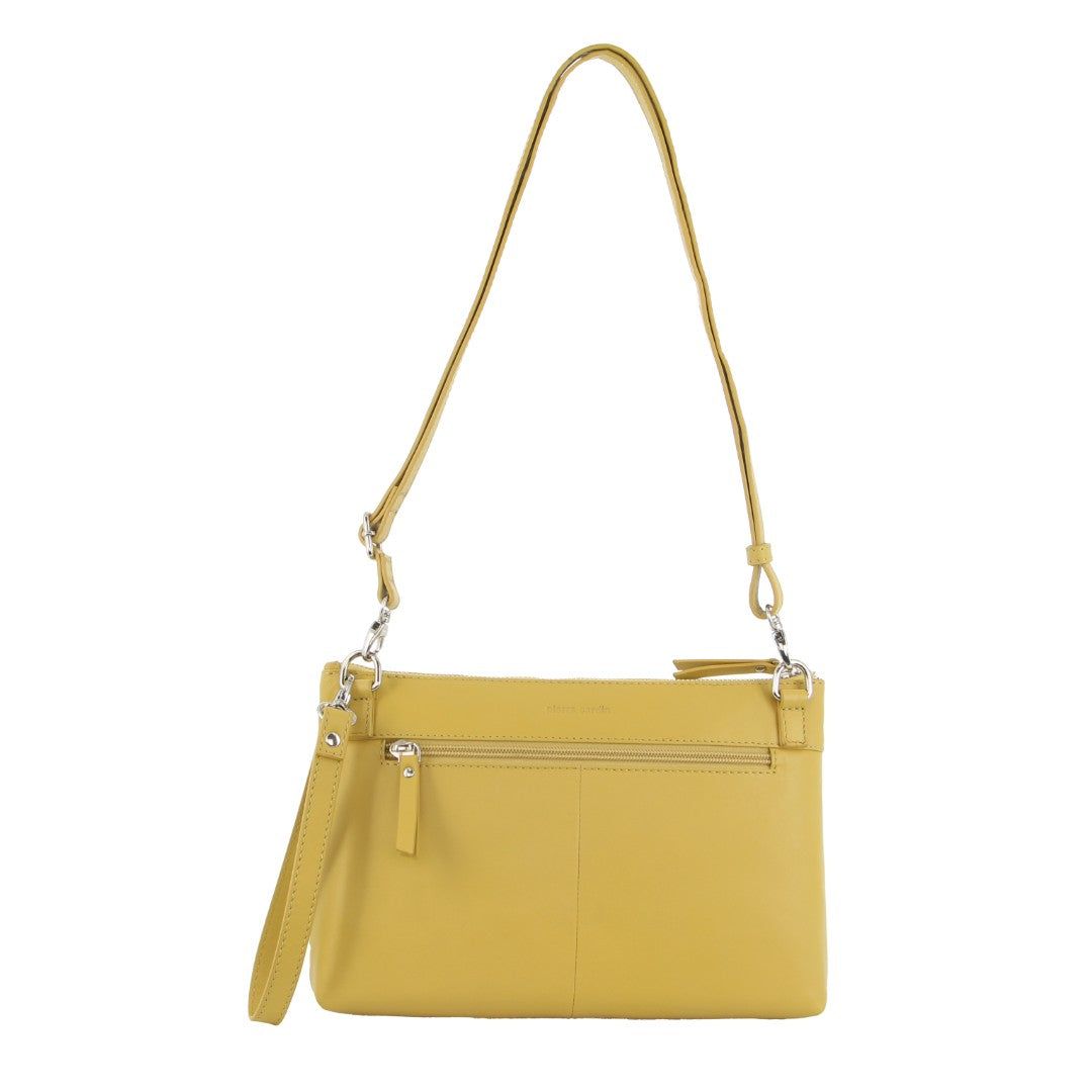 Pierre Cardin Leather Stitch-design Cross-body Bag Yellow | 392875-ROU