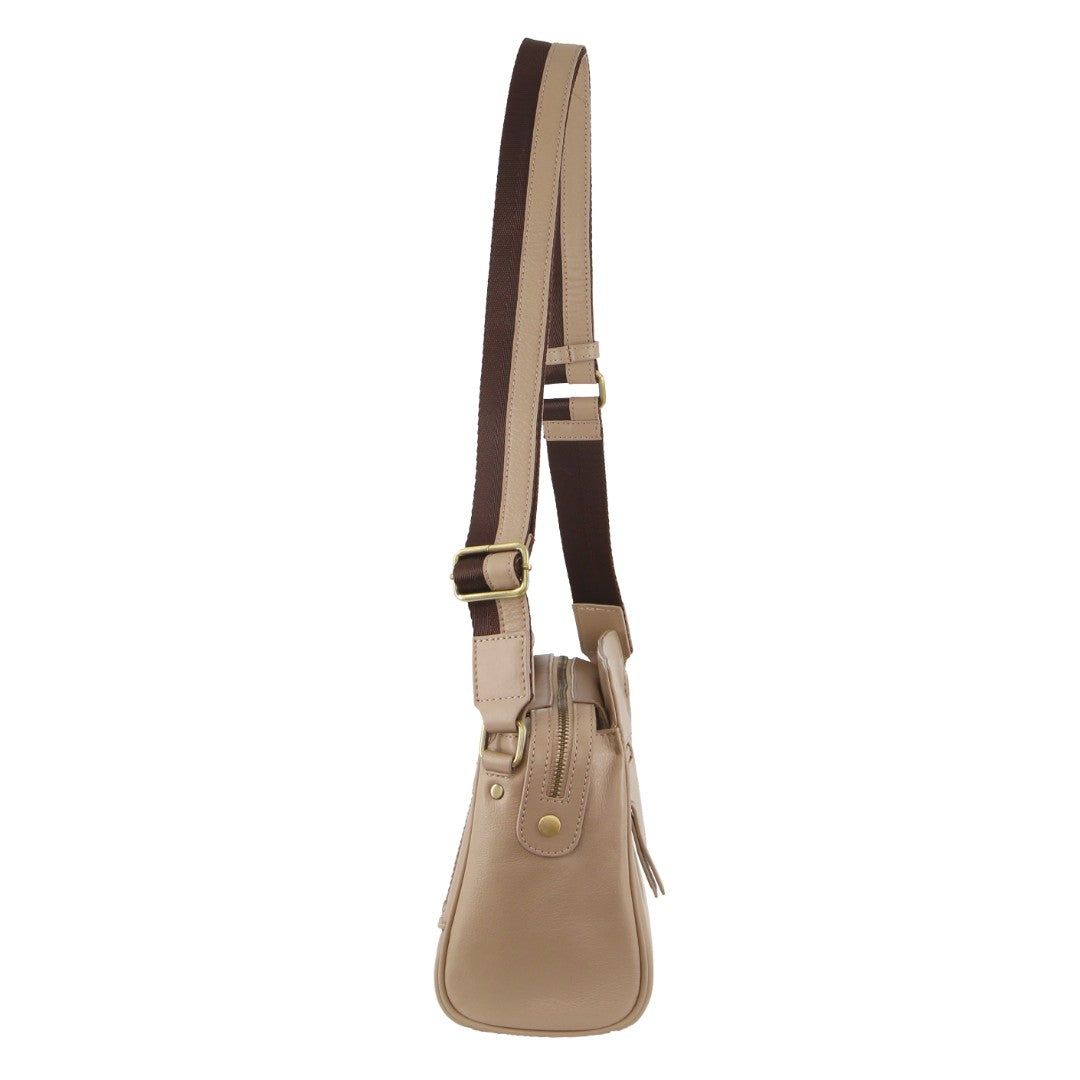 Pierre Cardin Leather Stitch-design Cross-body Bag Gold | 608391-QPW