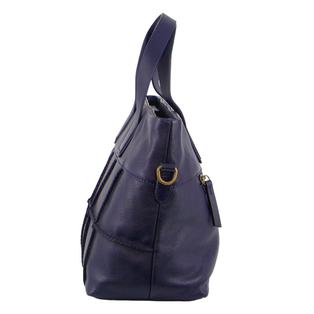 Pierre Cardin Leather Stitch-design Handbag Navy | 468972-AKH