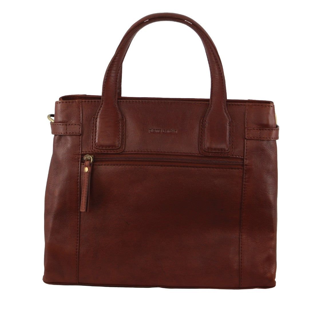 Pierre Cardin Leather Stitch-design Tote Bag Brown | 845170-XAZ