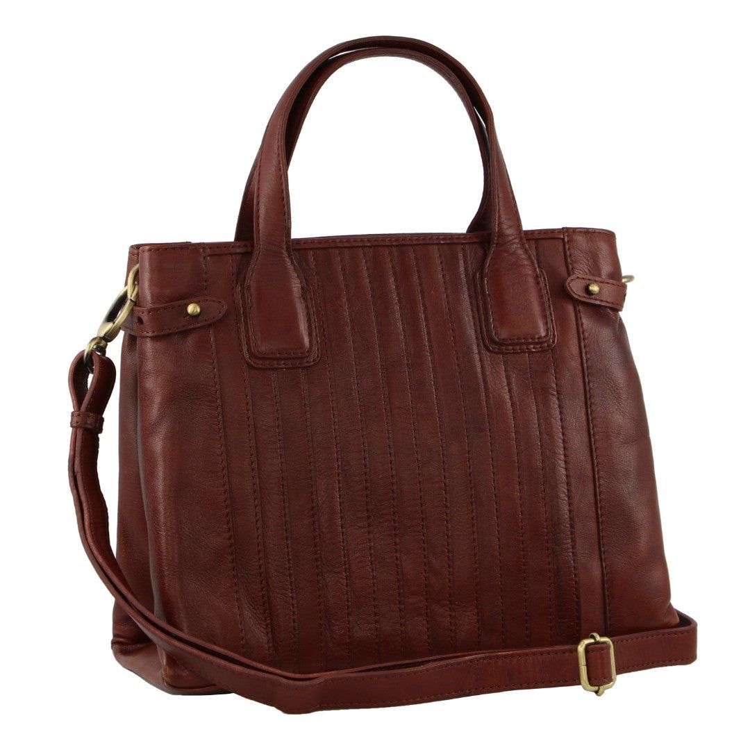 Pierre Cardin Leather Stitch-design Tote Bag Brown | 845170-XAZ