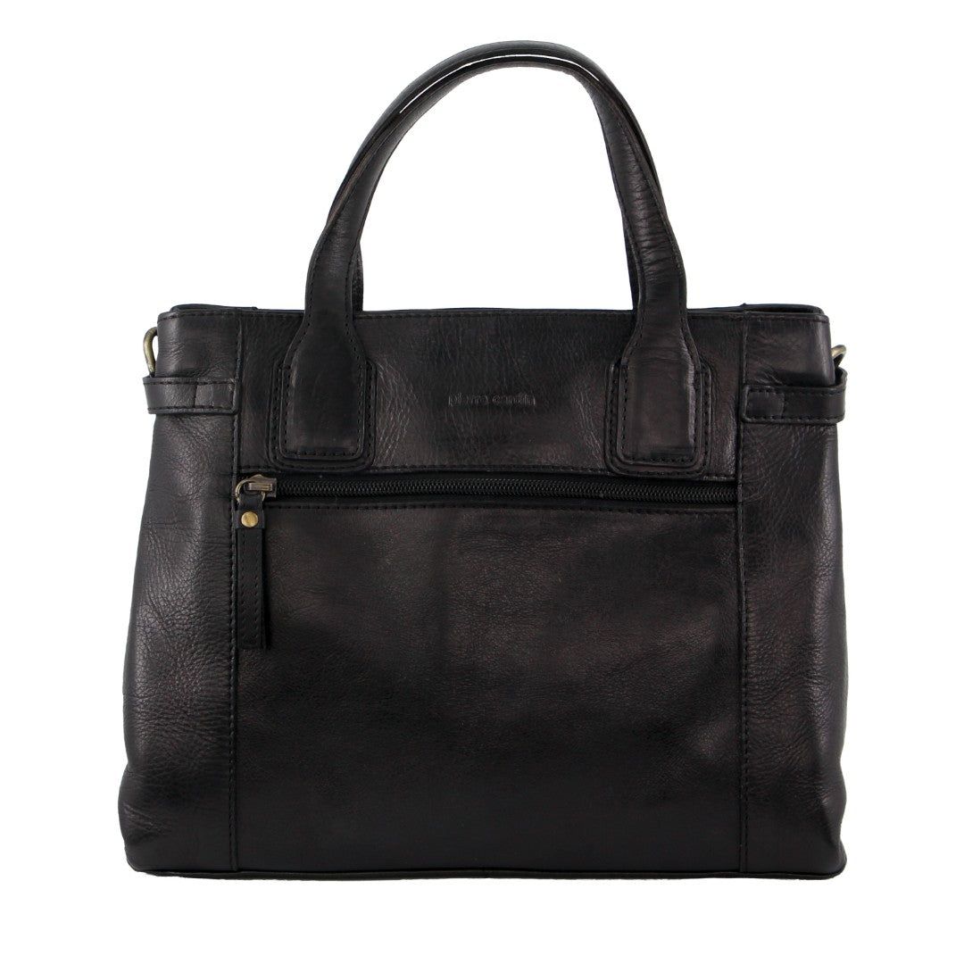 Pierre Cardin Leather Stitch-design Tote Bag Black | 413279-VPH