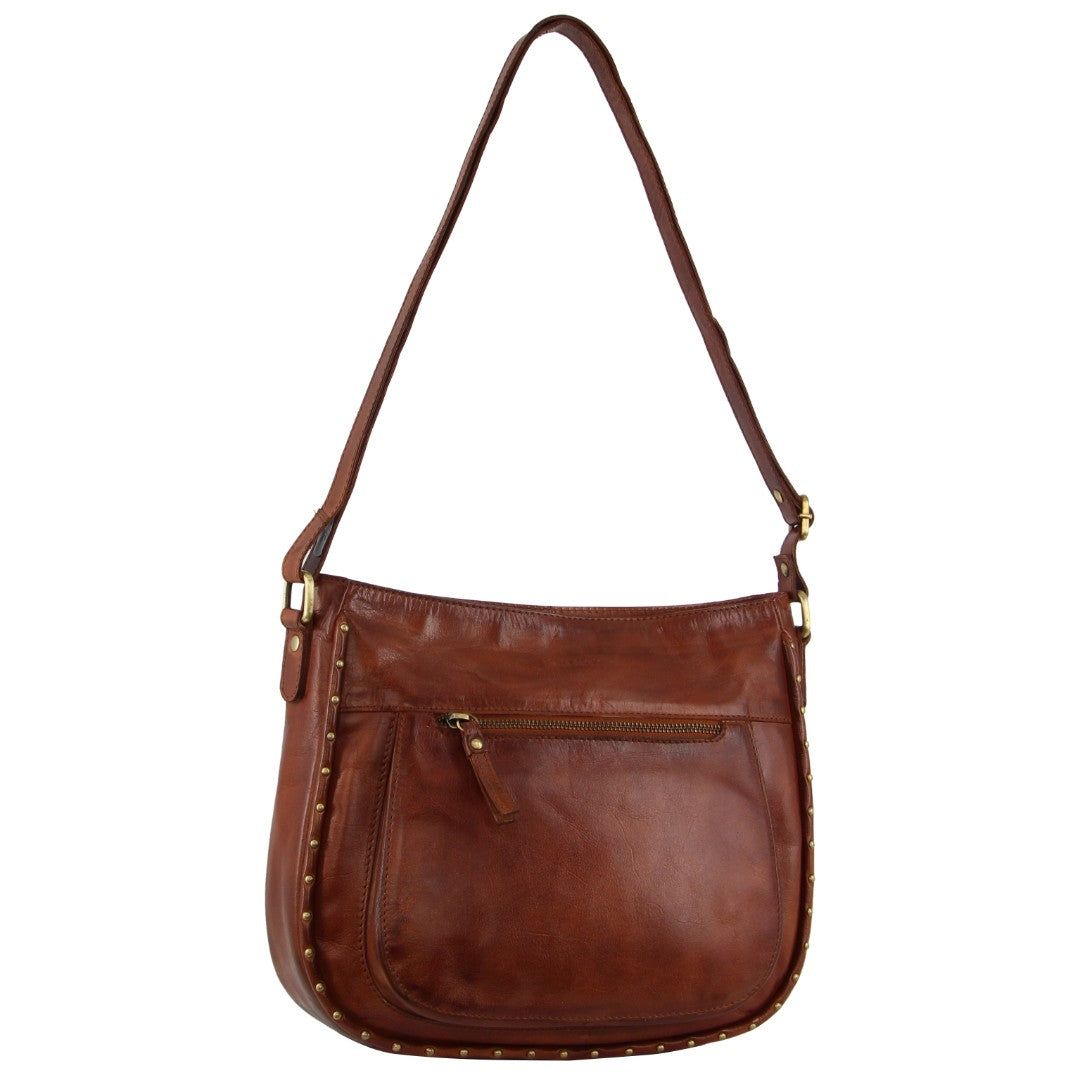 Pierre Cardin Leather Stud Detail Cross-body Bag Brown | 281673-HUN