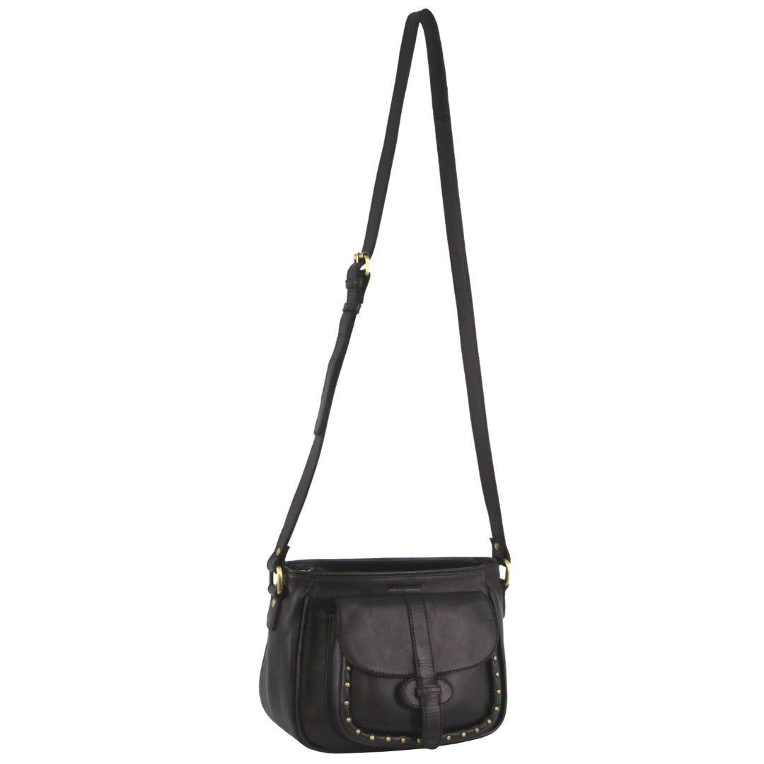 Pierre Cardin Leather Stud Detail Cross-body Bag Black | 650487-OYL