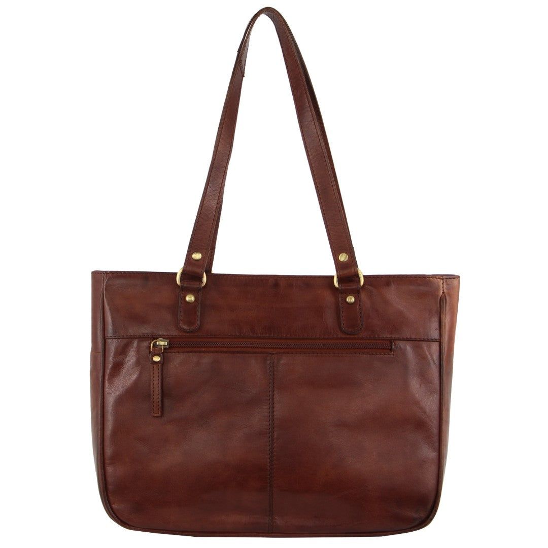 Pierre Cardin Leather Stud Detail Tote Bag Brown | 176450-WTY