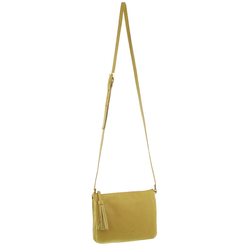 Pierre Cardin Leather Tassel Crossbody Bag Yellow | 875914-VQB