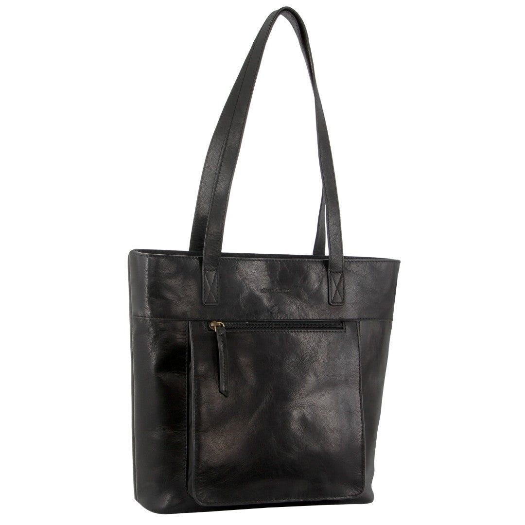 Pierre Cardin Leather Tote Bag Black | 136795-OEP