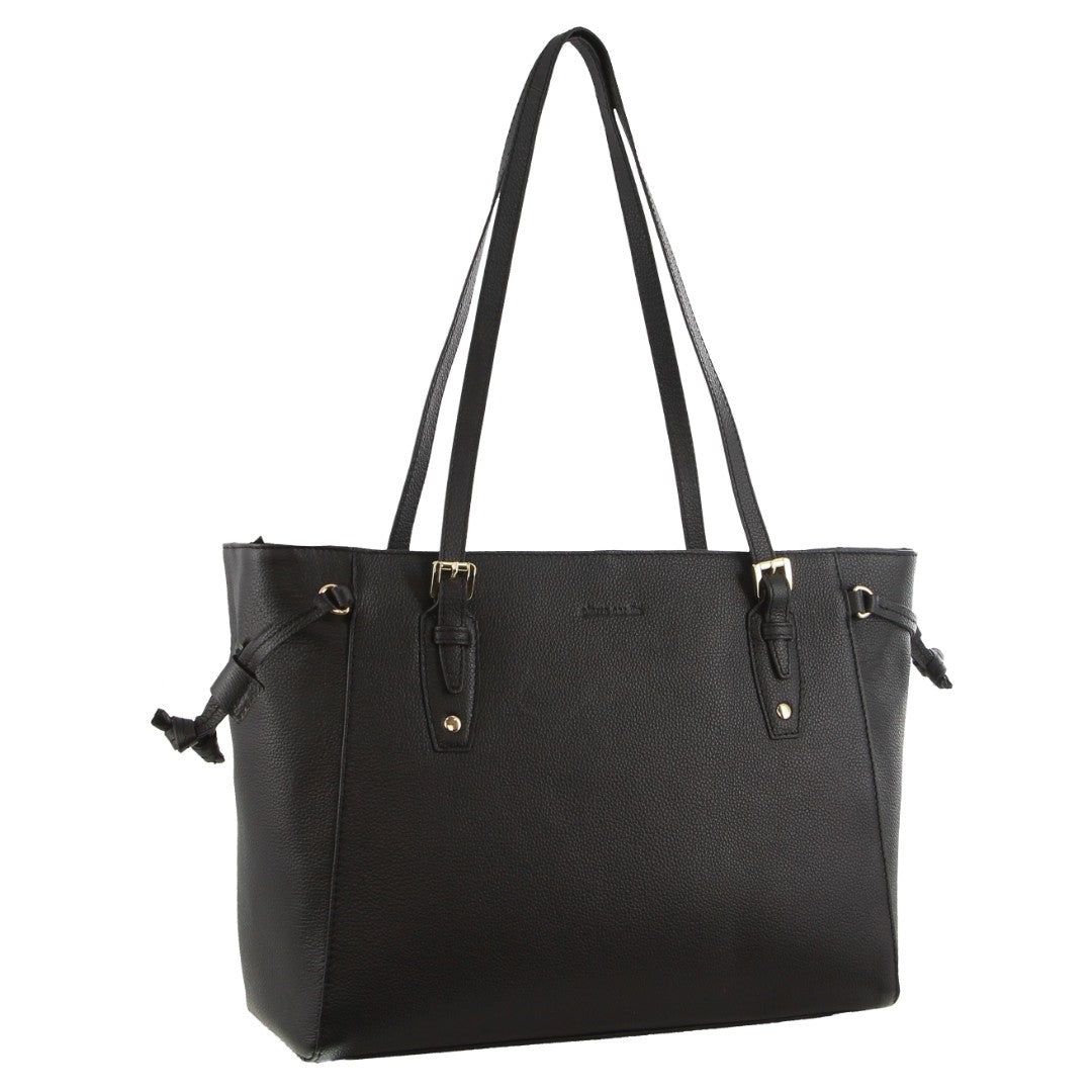 Pierre Cardin Leather Tote Bag Black | 283679-ZWJ