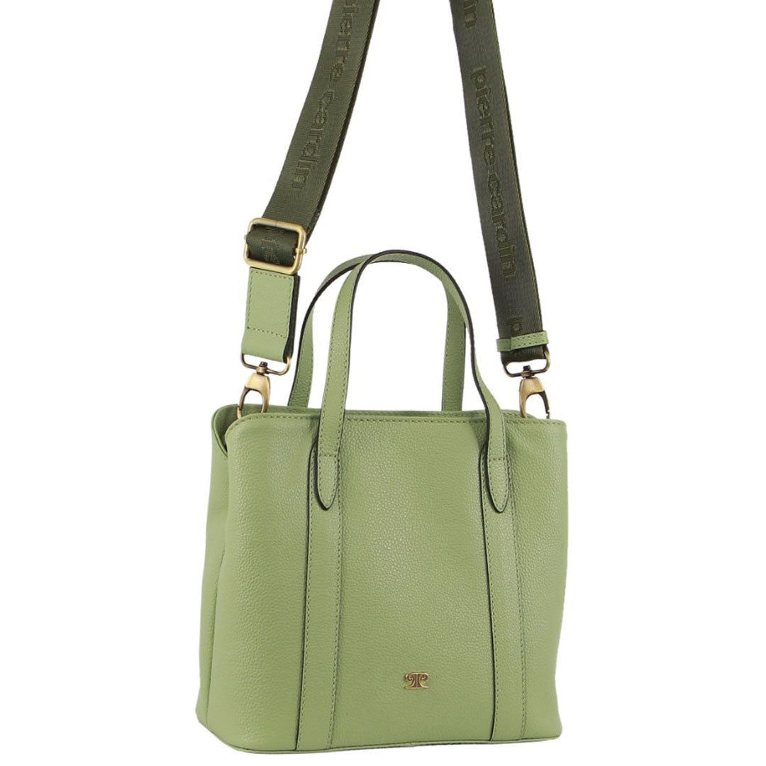 Pierre Cardin Leather Webbing Strap Tote Bag Jade | 856913-WDU