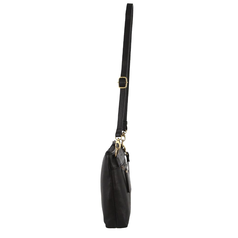 Pierre Cardin Leather Wristlet Crossbody Bag Black | 453217-IAL