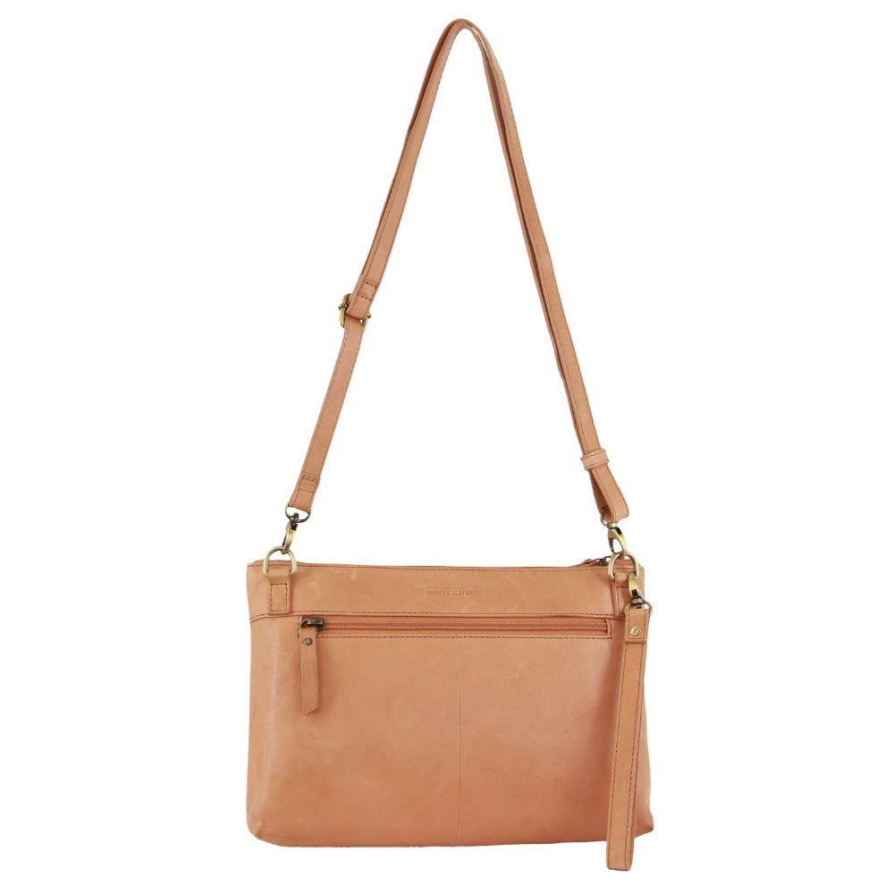 Pierre Cardin Leather Wristlet Crossbody Bag Apricot | 547830-AQN