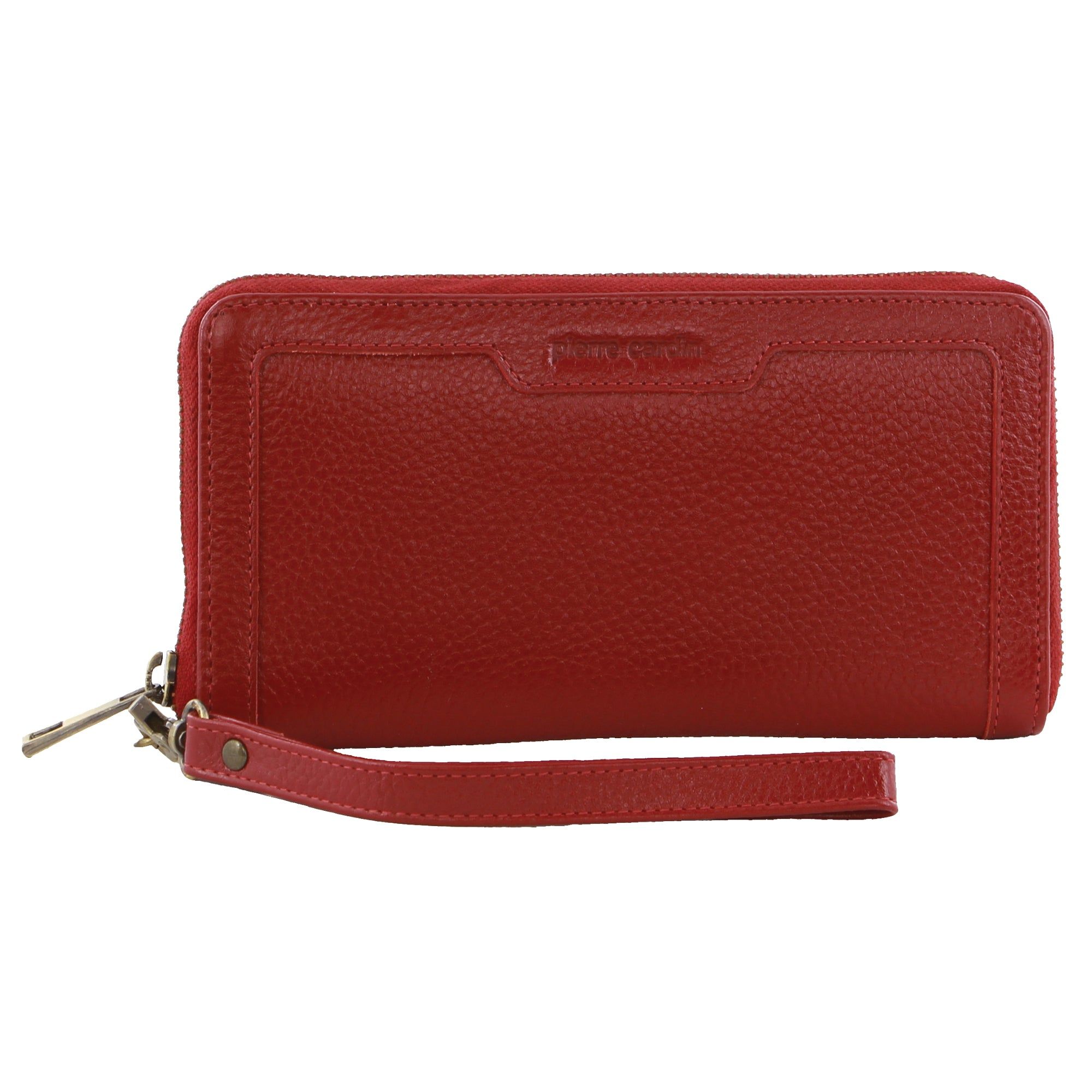 Pierre Cardin Leather Zip around wallet w Wristlet Red | 085612-ZKV