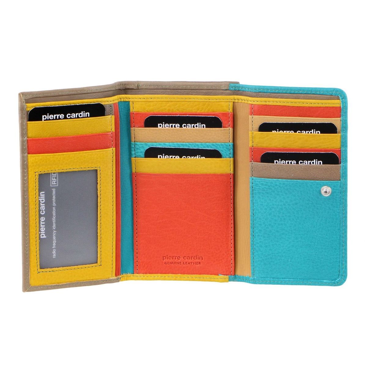 Pierre Cardin MultiColour Leather Tri-Fold Wallet Turquoise | 085923-CSY