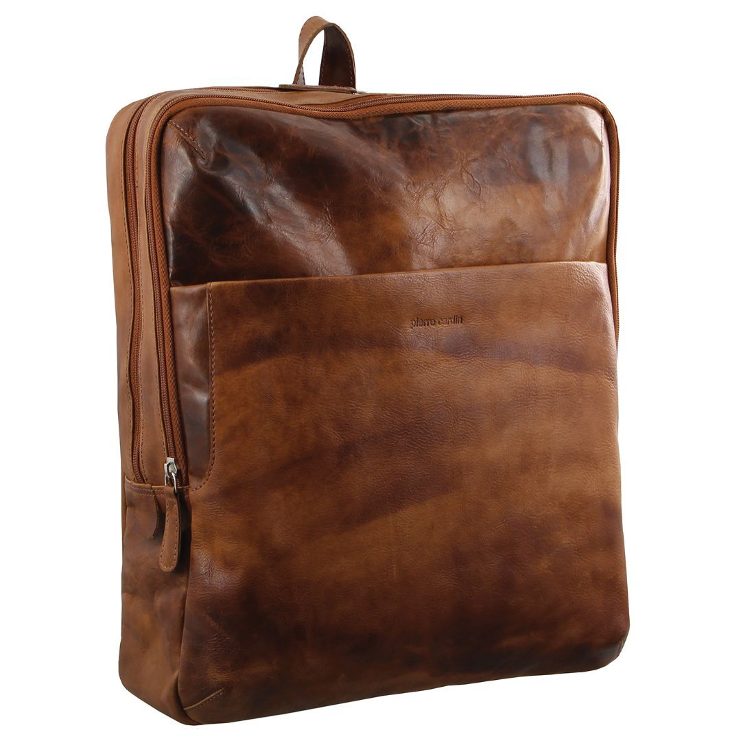 Pierre Cardin Rustic Leather Backpack Brown | 936241-ONI