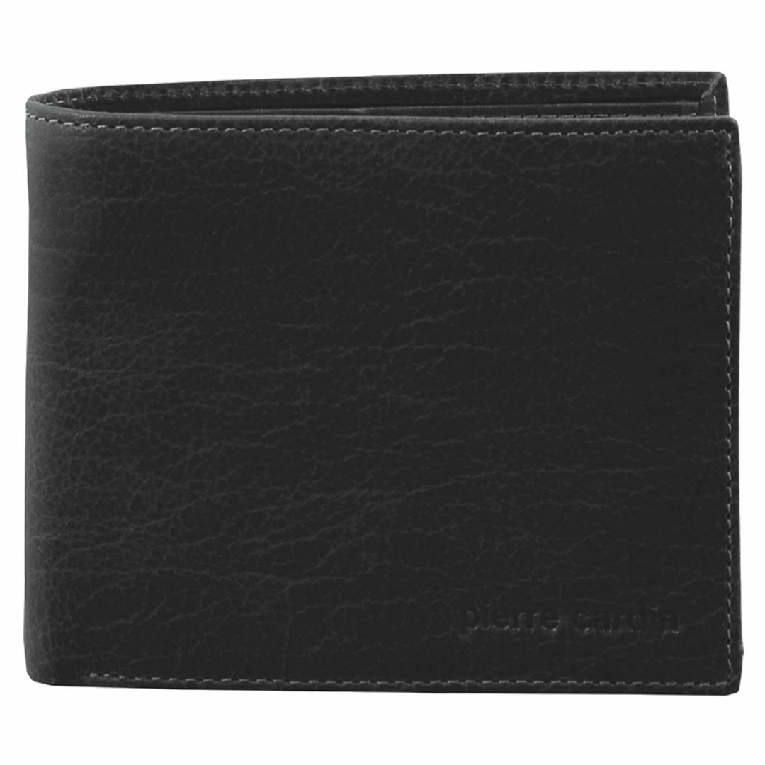 Pierre Cardin Rustic Leather Bi-Fold Wallet Black | 073891-HND