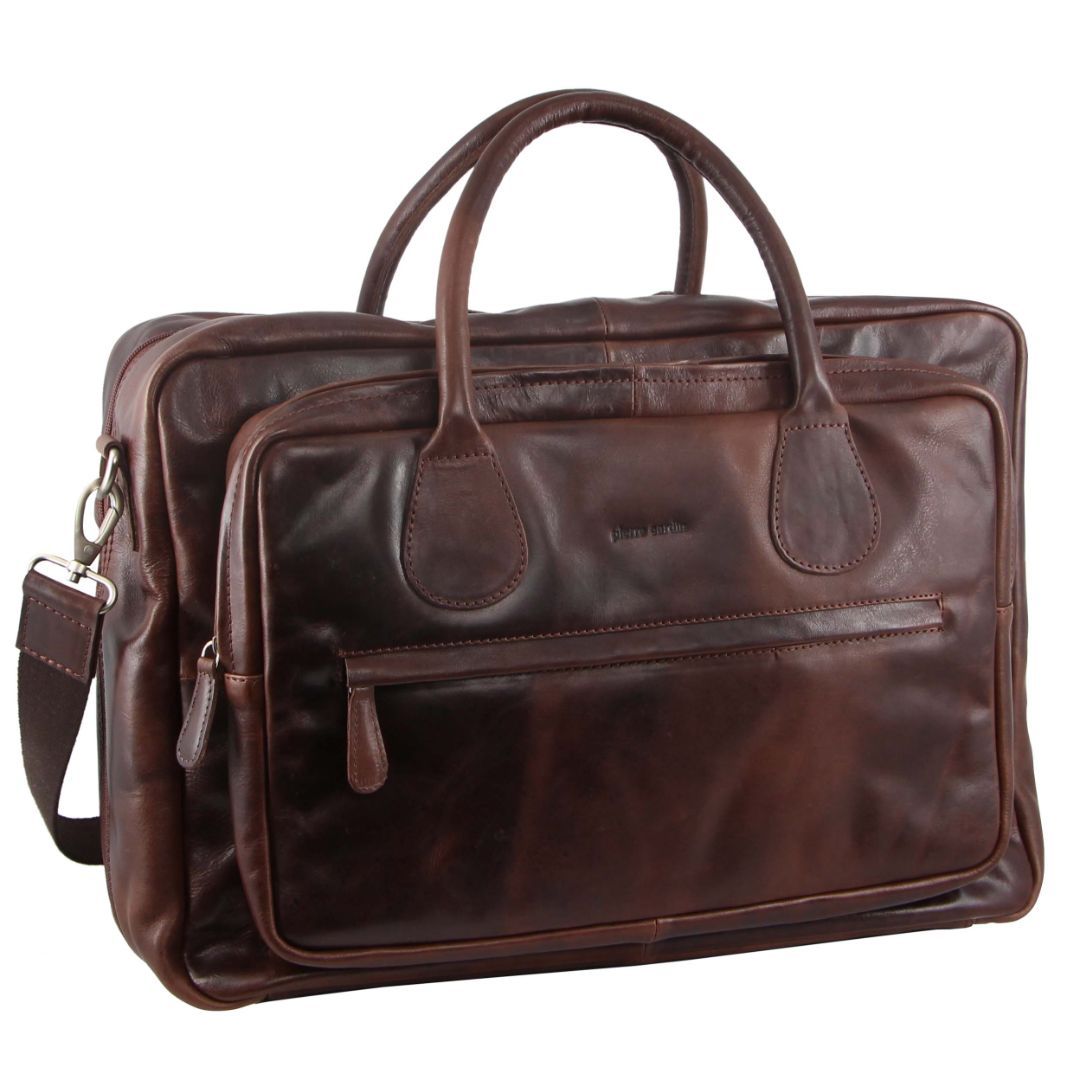 Pierre Cardin Rustic Leather Business Bag Brown | 763914-ERU