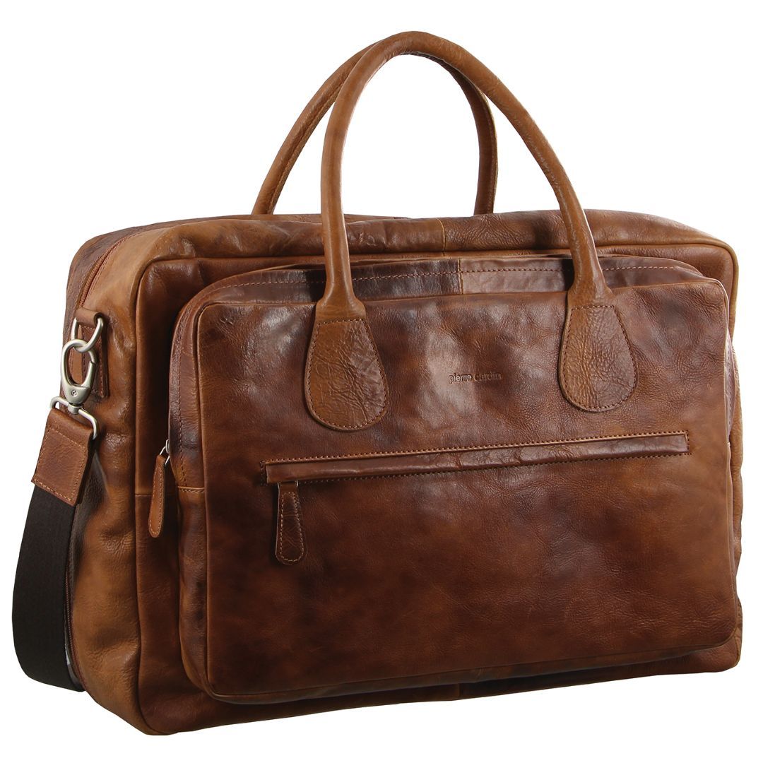 Pierre Cardin Rustic Leather Business Bag Brown | 763914-ERU