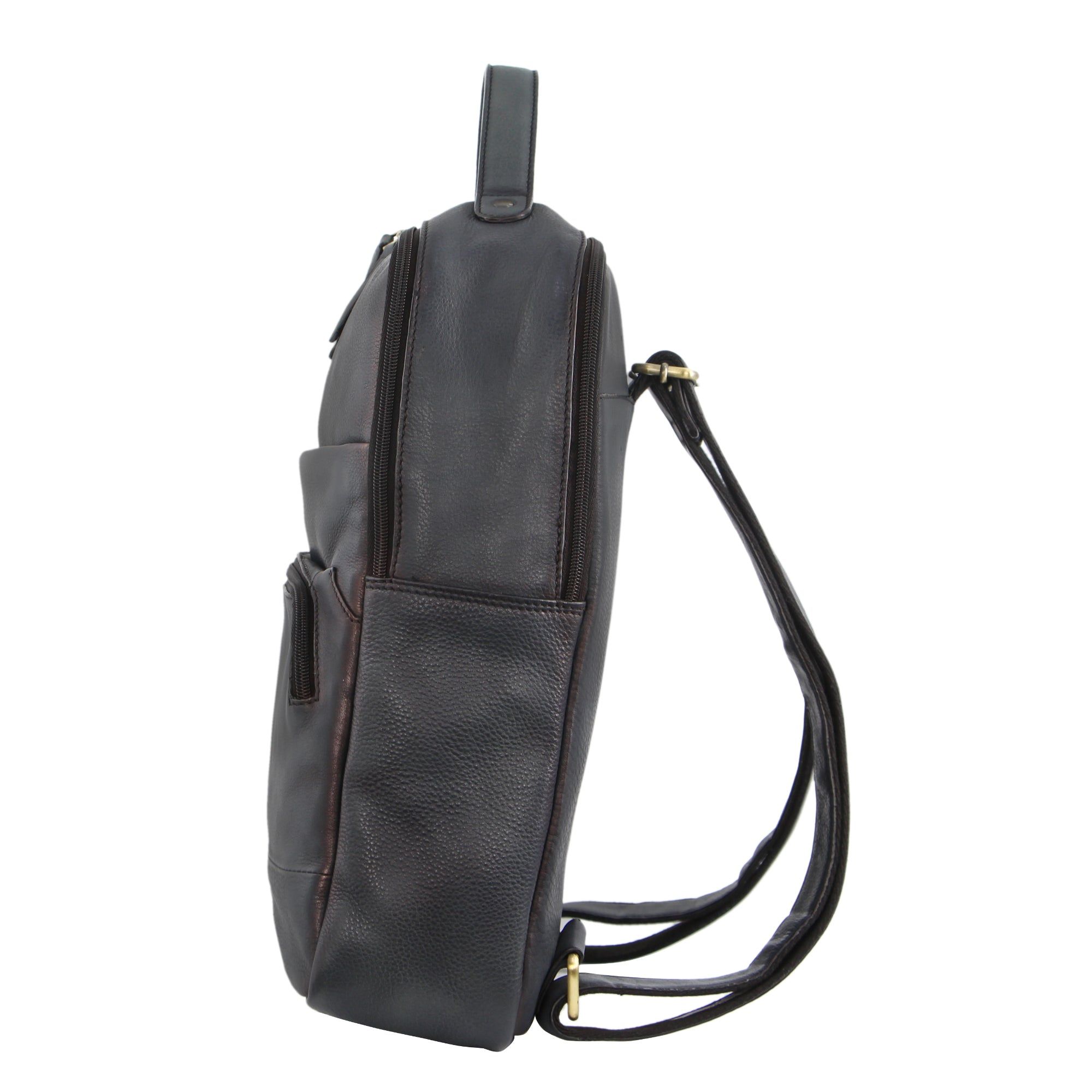 Pierre Cardin Rustic Leather Business Backpack Computer Bag Black | 495270-CAW