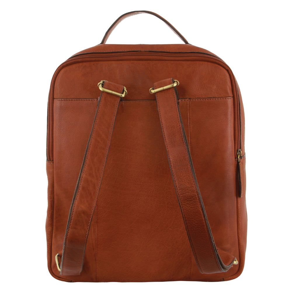 Pierre Cardin Rustic Leather Business Backpack Computer Bag Brown | 057831-SYC