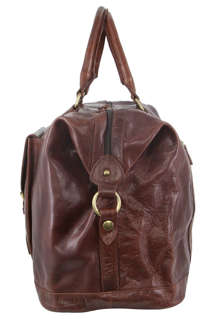 Pierre Cardin Rustic Leather Business Overnight Bag Chocolate | 837029-ZSU