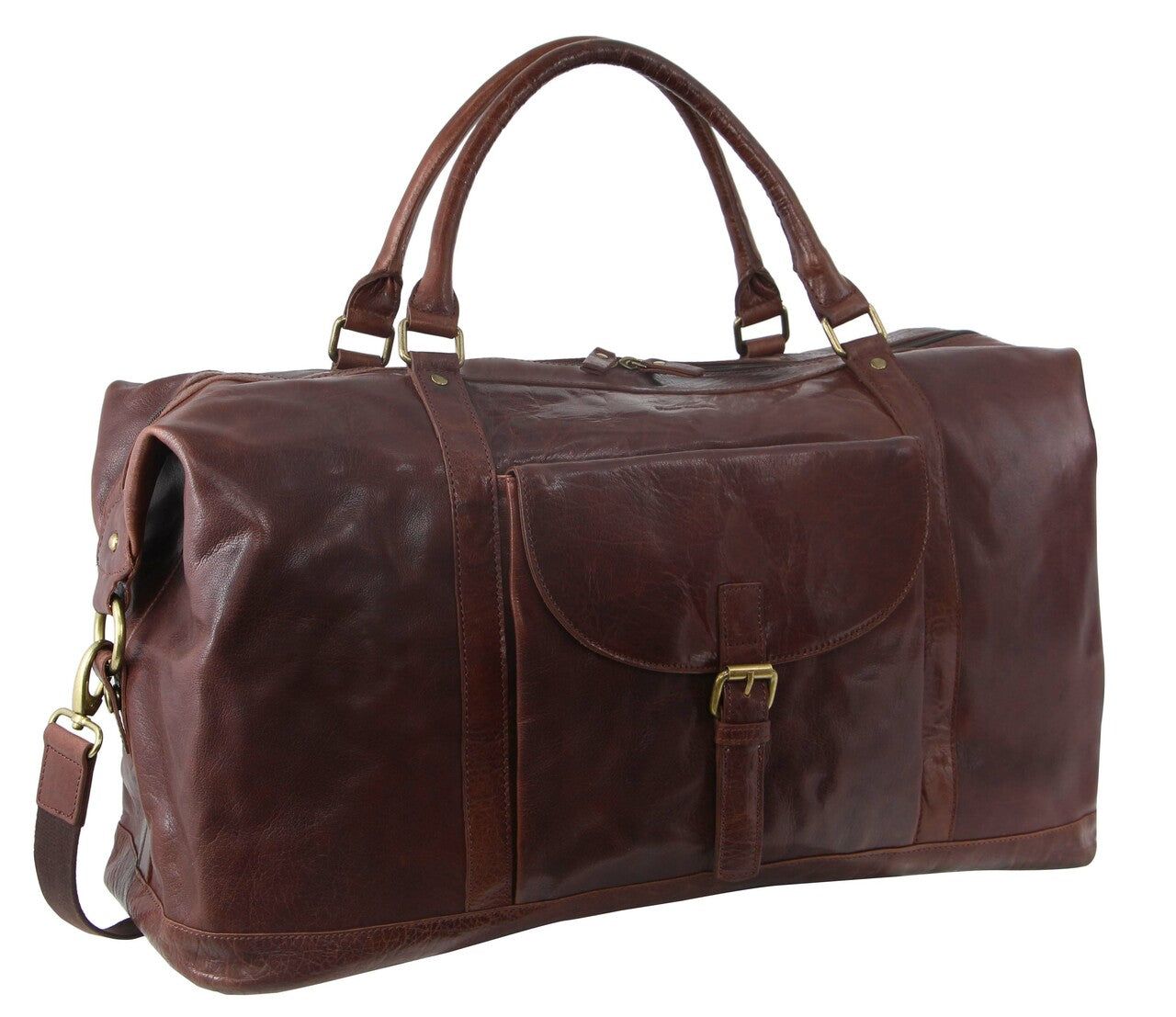 Pierre Cardin Rustic Leather Business Overnight Bag Chocolate | 837029-ZSU