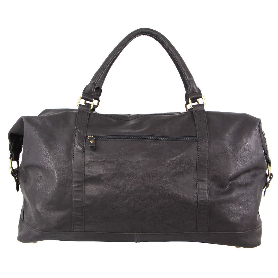 Pierre Cardin Rustic Leather Business Overnight Bag Black | 205187-RUE