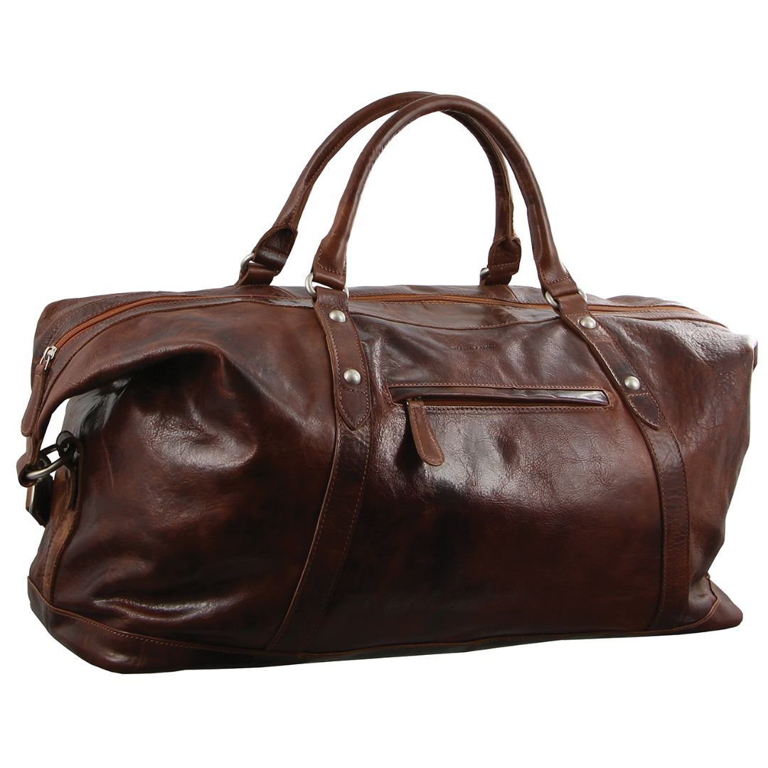 Pierre Cardin Rustic Leather Business Overnight Bag Brown | 240168-SWD