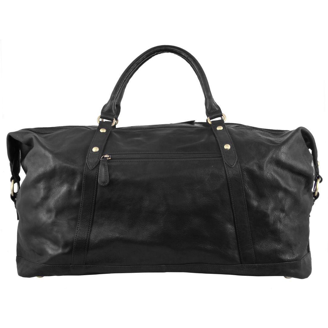 Pierre Cardin Rustic Leather Business Overnight Bag Black | 293764-JFV