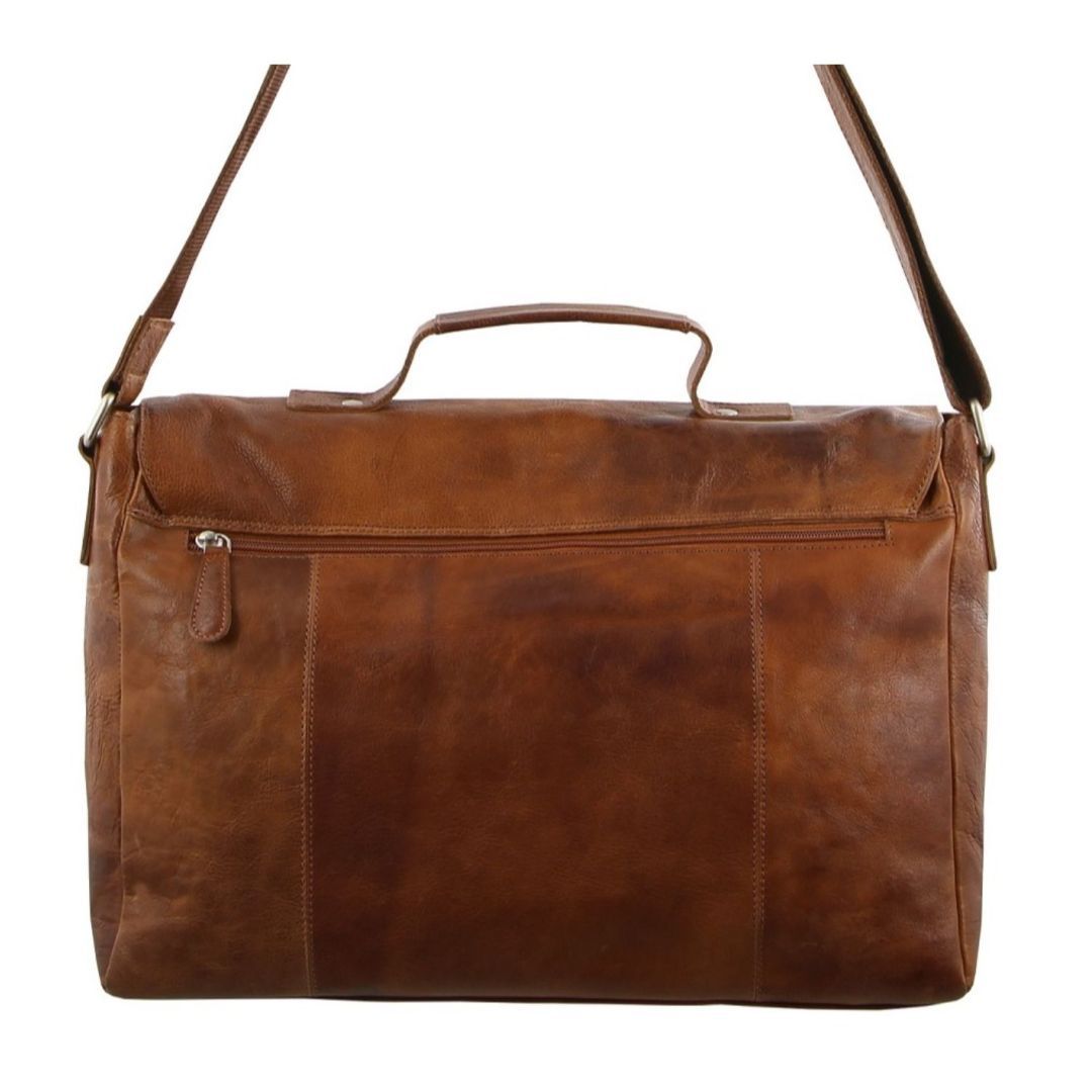 Pierre Cardin Rustic Leather Computer Bag Brown | 912506-MUV