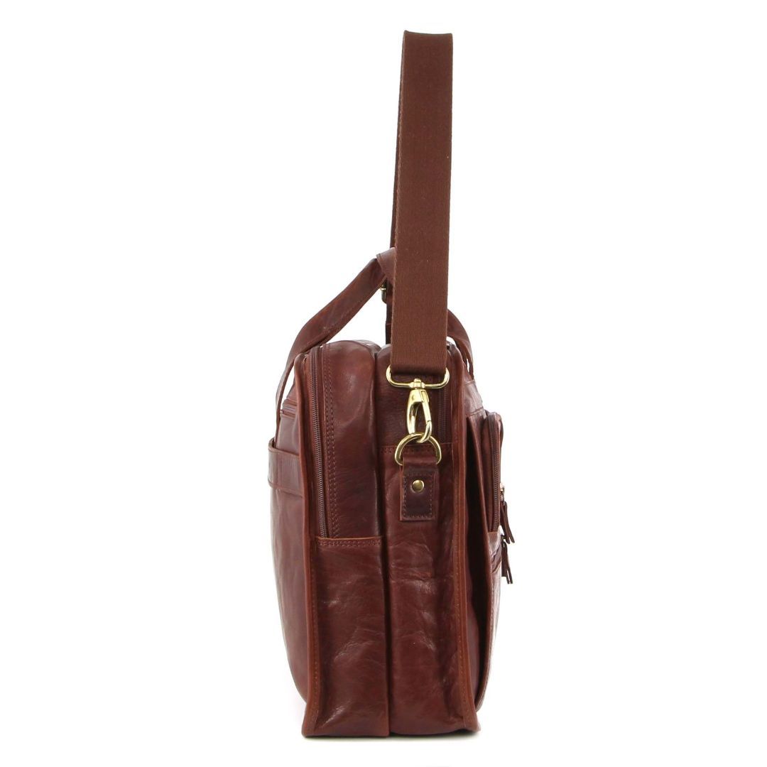 Pierre Cardin Rustic Leather Computer Bag Brown | 914785-MPW