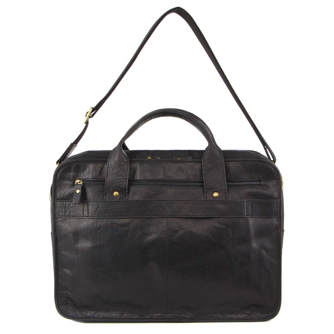 Pierre Cardin Rustic Leather Computer Bag Black | 389702-YBX