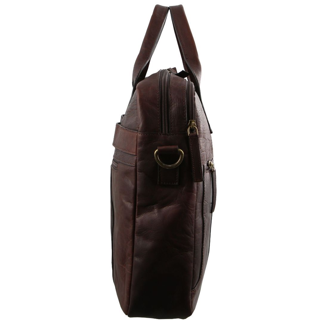 Pierre Cardin Rustic Leather Computer Bag Brown | 510937-VWJ