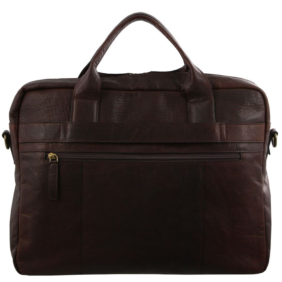 Pierre Cardin Rustic Leather Computer Bag Brown | 510937-VWJ