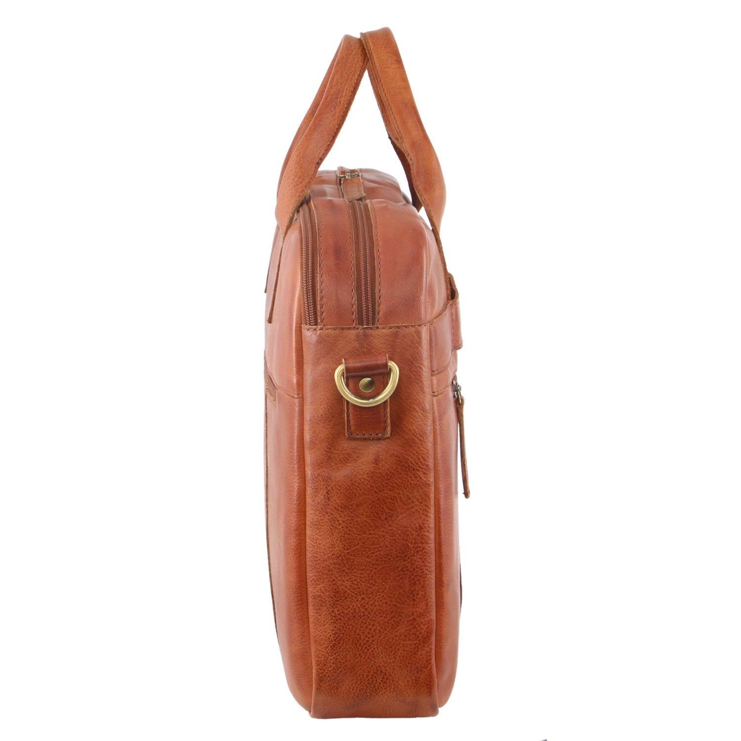 Pierre Cardin Rustic Leather Computer Bag Brown | 549386-QZA