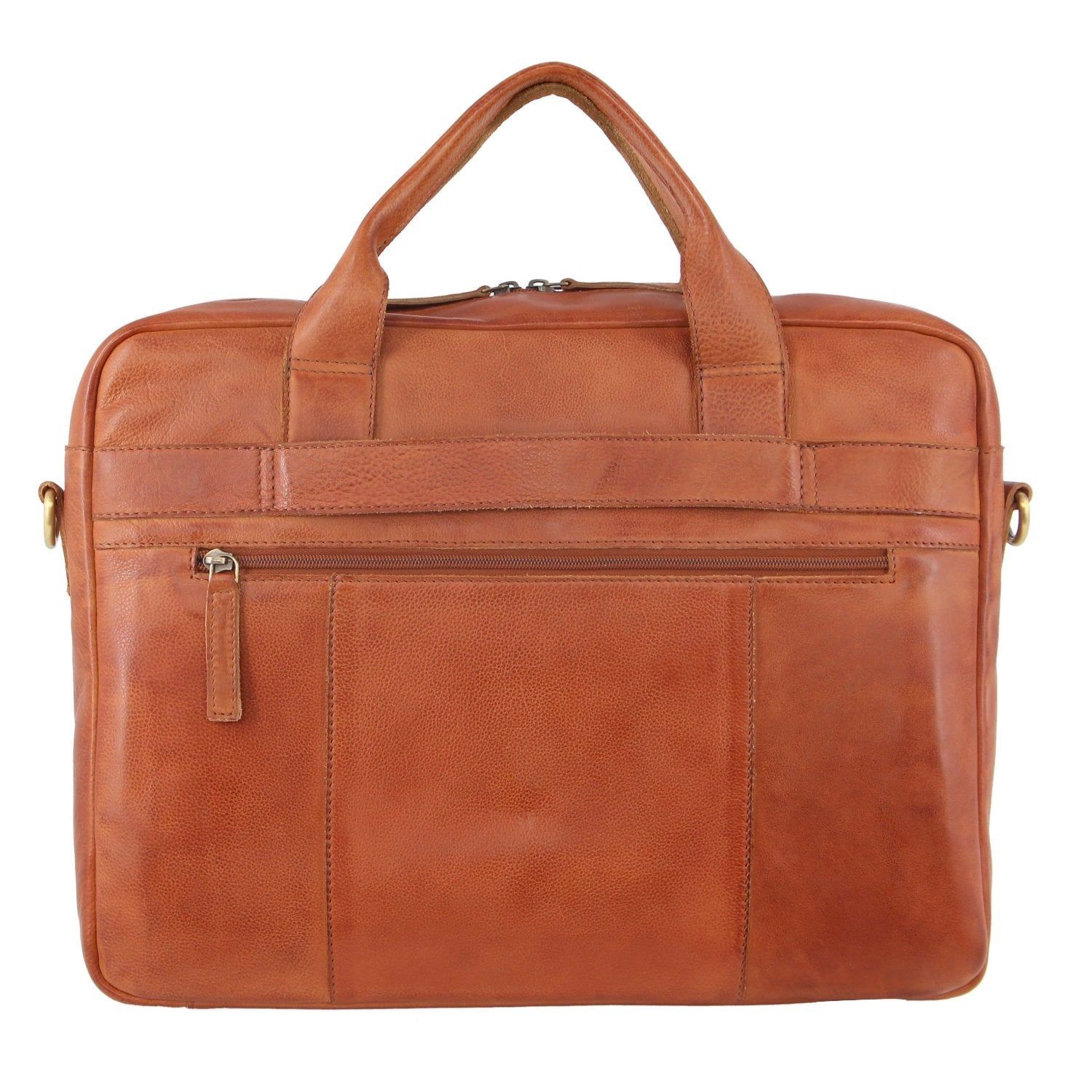 Pierre Cardin Rustic Leather Computer Bag Brown | 549386-QZA