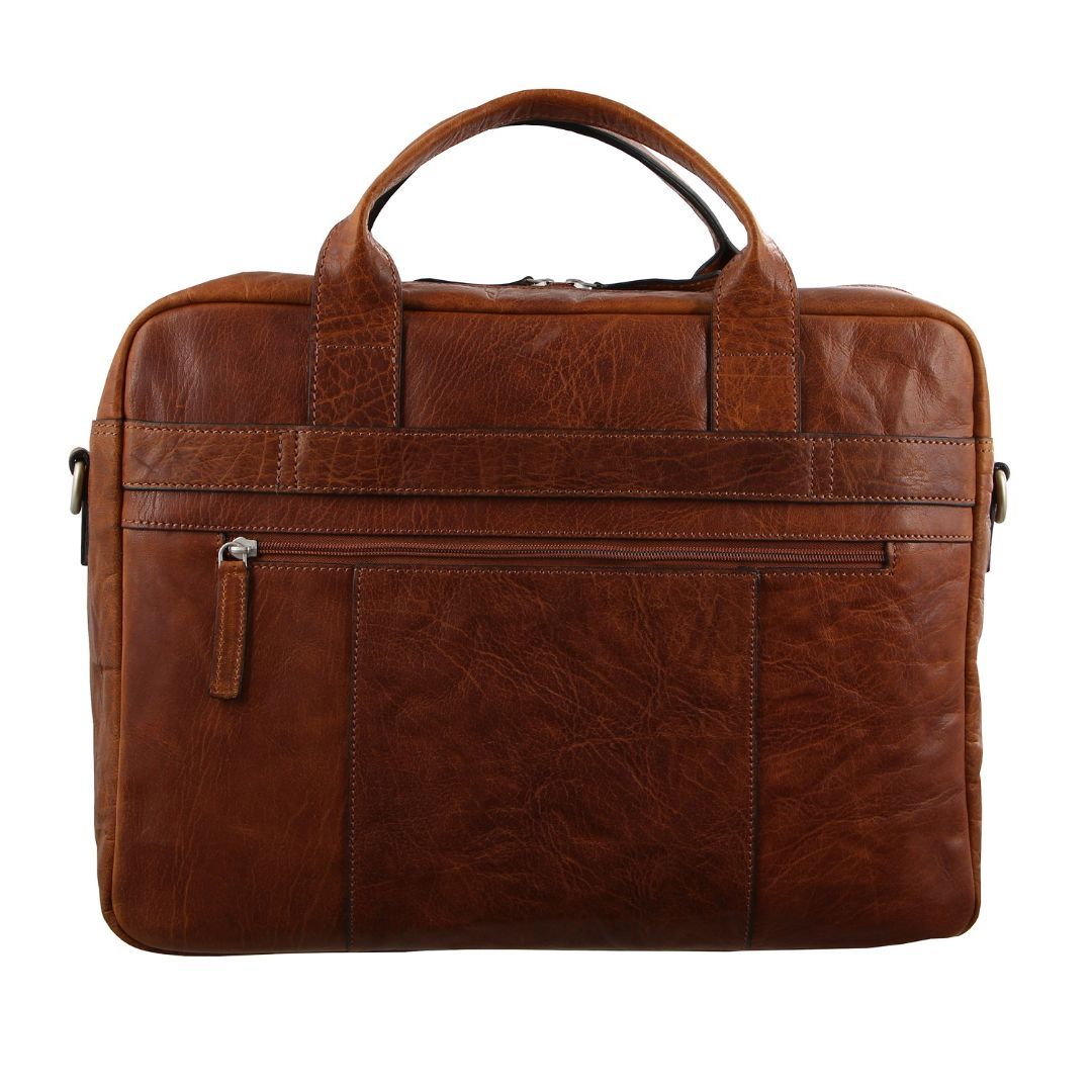 Pierre Cardin Rustic Leather Computer Business Bag Brown | 290153-QGB