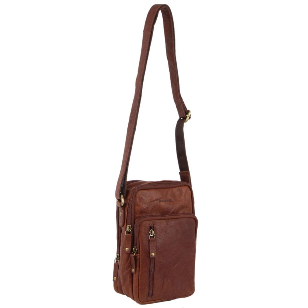 Pierre Cardin Rustic Leather Cross-Body Bag Brown | 623079-SPN