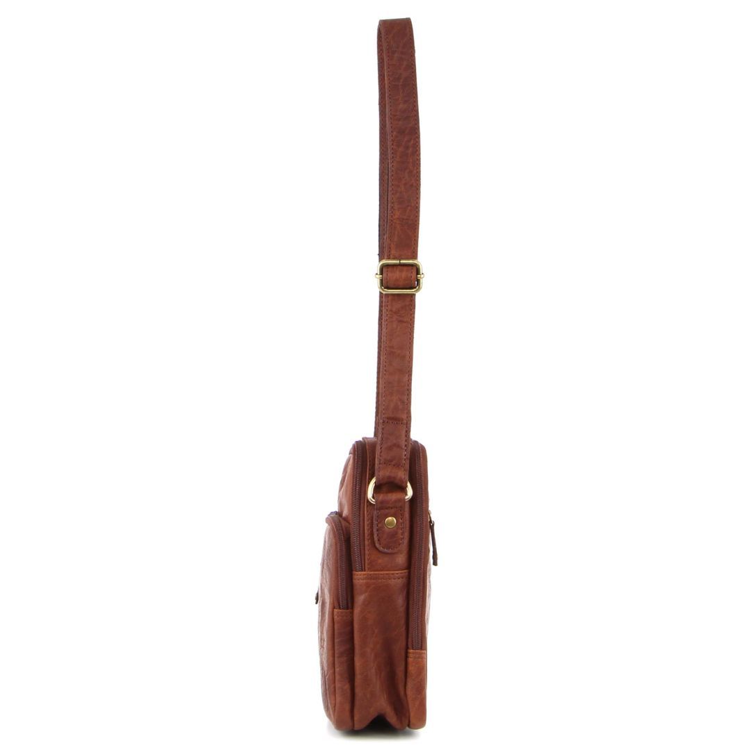 Pierre Cardin Rustic Leather Cross-Body Bag Brown | 623079-SPN