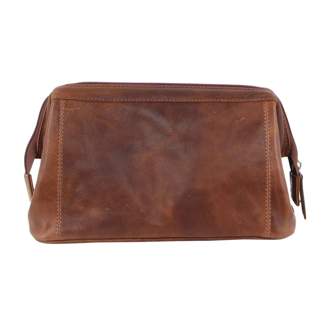 Pierre Cardin Rustic Leather Toiletry Bag Brown | 728645-ARZ