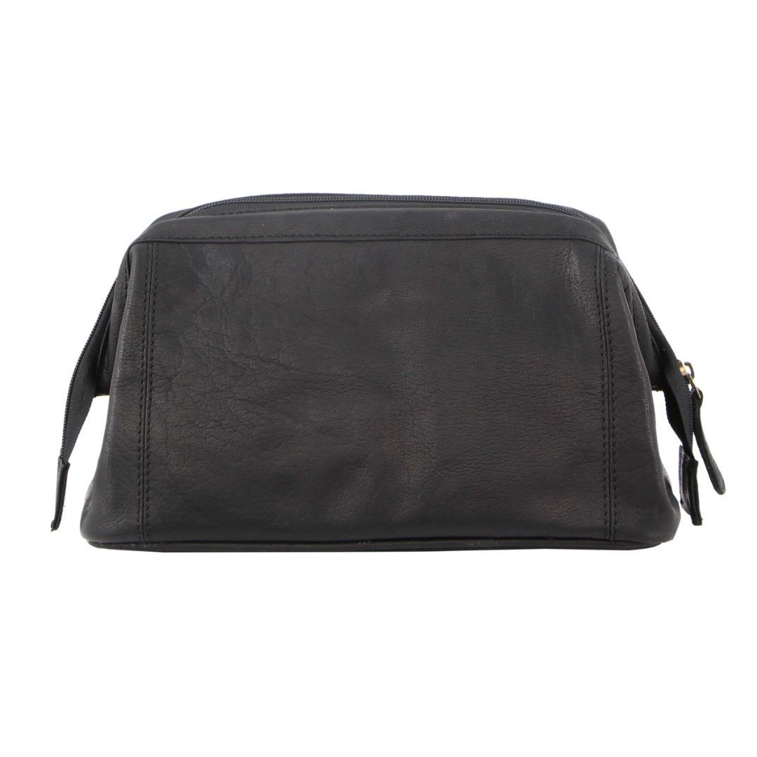 Pierre Cardin Rustic Leather Toiletry Black | 283501-ONH