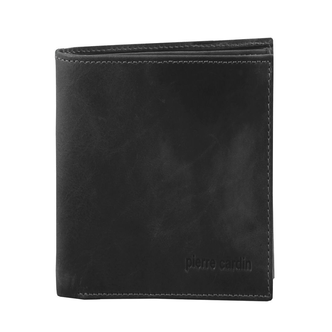 Pierre Cardin Rustic Leather Tri-Fold Wallet Black | 183265-ASJ