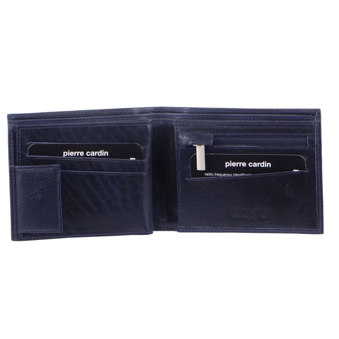 Pierre Cardin Rustic Leather Tri-Fold Wallet Midnight | 371902-QHZ