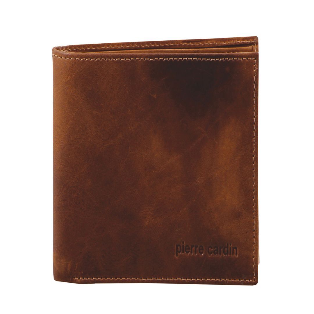 Pierre Cardin Rustic Leather Tri-Fold Wallet Brown | 427910-PUA