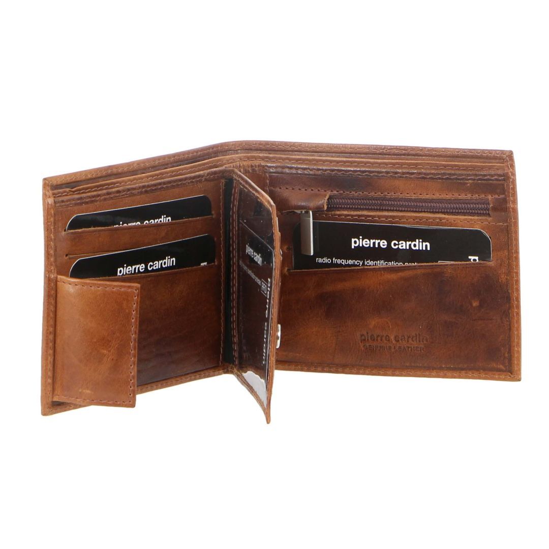 Pierre Cardin Rustic Leather Tri-Fold Wallet Brown | 451289-JHU