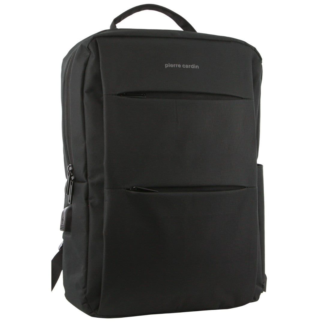 Pierre Cardin Travel & Business Backpack with Built-in USB Port Black | 713025-RSF