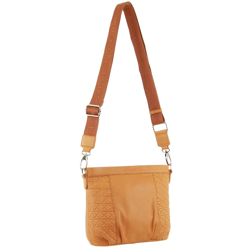 Pierre Cardin Webbing Strap Leather Crossbody Bag Apricot | 205187-VDR