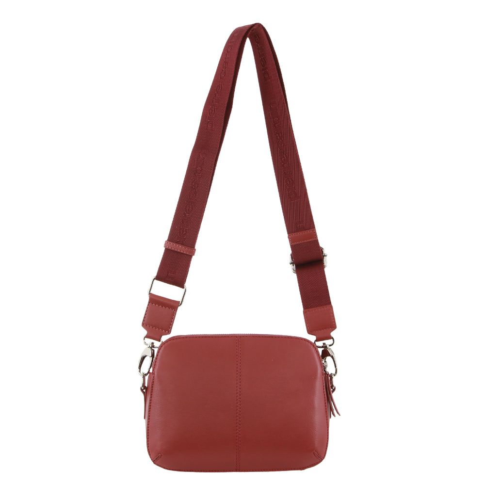 Pierre Cardin Webbing Strap Leather Crossbody Bag Marsala | 391027-ECN